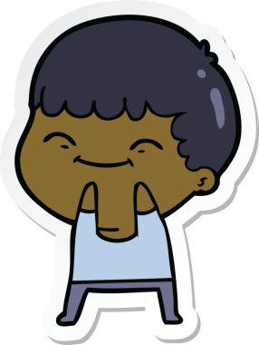 Bir insan tarafından çizilmiş mutlu bir çocuğun çıkartması.