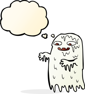 Düşünce baloncuğu insan tarafından çizilmiş iğrenç balçık hayaleti.