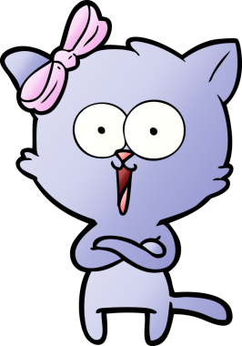 Bir insan tarafından çizilmiş çizgi film kedisi.