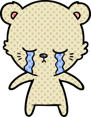 Bir insan tarafından çizilmiş ağlayan ayı karikatürü.