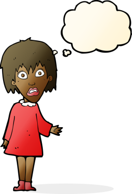 Bir insan tarafından çizilmiş düşünce balonlu bir karikatür.