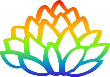 gökkuşağı gradyan çizgi çizimi bir insan tarafından çizilmiş çiçek açan nilüfer çiçeği