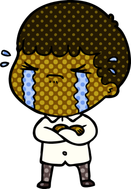 Bir insan tarafından çizilmiş ağlayan çizgi film adamı.