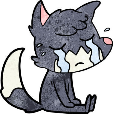 Bir insan tarafından çizilmiş ağlayan tilki çizgi filmi.