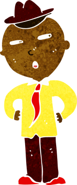 Bir insan tarafından çizilmiş şapkalı bir çizgi film adamı.