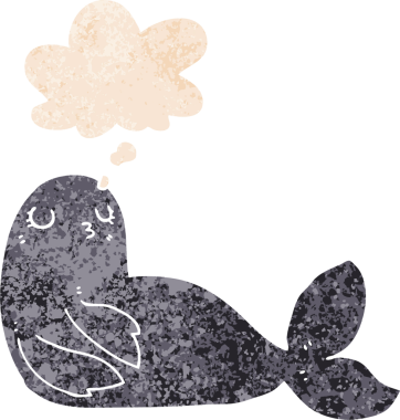 Düşünce baloncuklu karikatür mührü grunge sıkıntılı retro desen bir insan tarafından çizilmiş