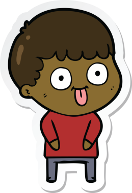 sticker of a cartoon dumb kid drawn by a human
