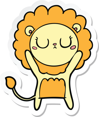 Bir insan tarafından çizilmiş karikatür aslanının çıkartması.