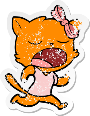 Bir insan tarafından çizilmiş esneyen bir çizgi filmin sıkıntılı çıkartması.