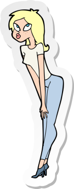 Bir insan tarafından çizilmiş çekici bir kızın çıkartması.