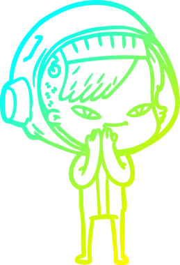 Bir insan tarafından çizilmiş soğuk gradyan çizgili astronot kadın çizimi.