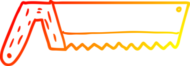 Bir insan tarafından çizilmiş eski bir testere karikatürünün sıcak eğimli çizimi