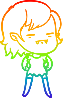 Gökkuşağı gradyan çizgi çizimi Bir insan tarafından çizilen ölümsüz vampir kız çizgi