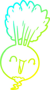 Bir insan tarafından çizilmiş karikatür kökü bitkisinin soğuk gradyan çizimi