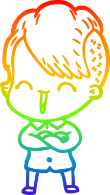 Gökkuşağı gradyan çizgi çizimi Bir insan tarafından çizilmiş mutlu hippi kız