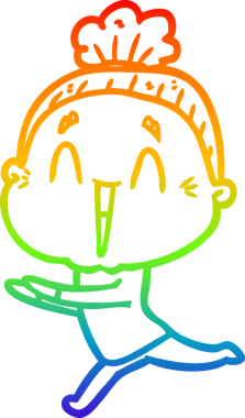 Gökkuşağı gradyan çizgi çizimi Bir insan tarafından çizilmiş mutlu yaşlı kadın