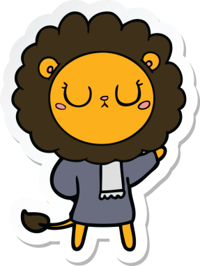 Bir insan tarafından çizilmiş karikatür aslanının çıkartması.