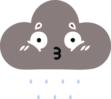 Bir insan tarafından çizilen fırtına bulutunun düz renkli retro karikatürü