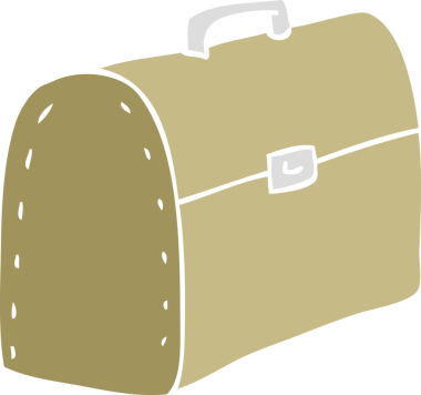 Bir insan tarafından çizilmiş çantanın düz renk çizimi