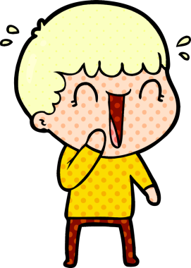 Bir insan tarafından çizilmiş gülen karikatür adam.