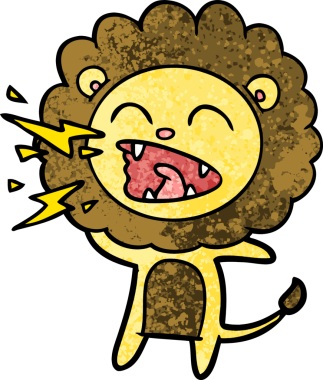 Bir insan tarafından çizilmiş kükreyen aslan çizgi filmi.