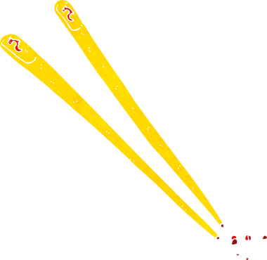 Bir insan tarafından çizilmiş yemek çubukları.