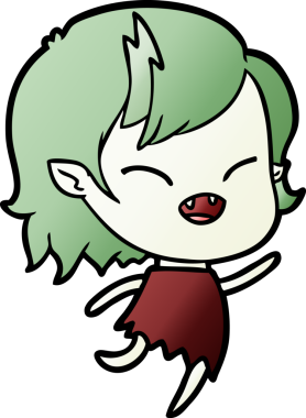 Bir insan tarafından çizilmiş gülen vampir kız çizgi filmi.