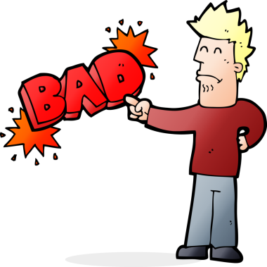 Çizgi filmdeki adam, bir insanın kötü çizimine işaret ediyor.