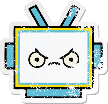 Bir insan tarafından çizilmiş sevimli robot kafasının sıkıntılı çıkartması.