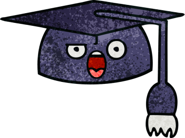 Mezuniyet şapkasının retro grunge deseni bir insan tarafından çizilmiş.