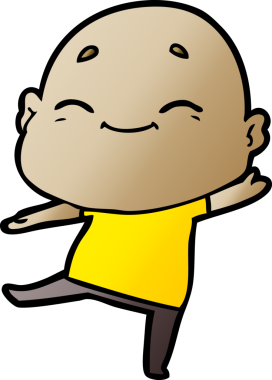 Bir insan tarafından çizilmiş mutlu kel adam çizgi filmi.