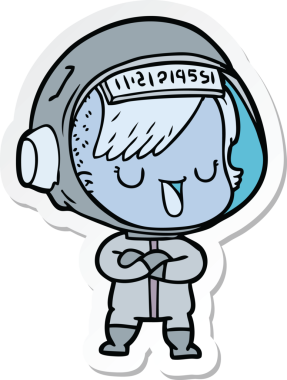 Bir insan tarafından çizilmiş astronot bir kadının çıkartması.