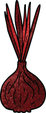 Bir insan tarafından çizilmiş soğan filizlenen karikatür karalaması