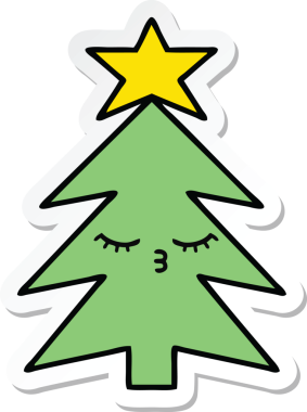 Bir insan tarafından çizilmiş şirin bir noel ağacının çıkartması.