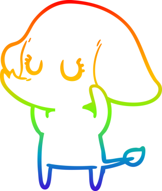 Gökkuşağı gradyan çizgisi bir insan tarafından çizilmiş şirin bir fil çizimi