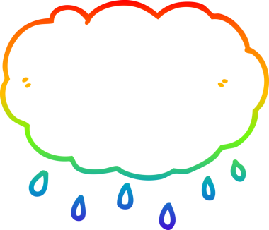 Bir insan tarafından çizilen yağmur bulutunun gökkuşağı gradyanı çizimi