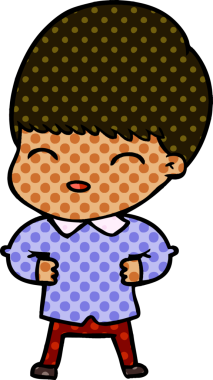 Bir insan tarafından çizilmiş mutlu çizgi film çocuğu.