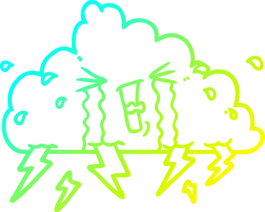 Bir insan tarafından çizilen bir çizgi film bulutunun soğuk gradyan çizimi