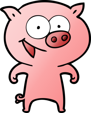 Bir insan tarafından çizilmiş neşeli domuz çizgi filmi.