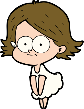 Bir insan tarafından çizilmiş mutlu çizgi film kızı.