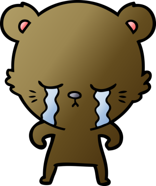 Bir insan tarafından çizilmiş ağlayan çizgi film ayısı.