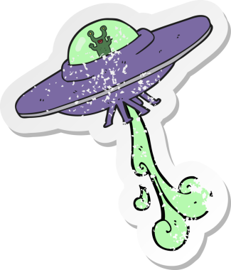 Bir insan tarafından çizilmiş uzaylı uzay gemisinin gerilimli çıkartması.