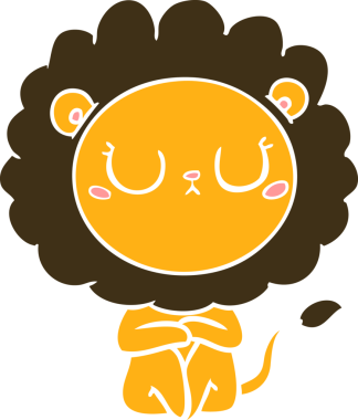 Bir insan tarafından çizilmiş düz renkli çizgi film aslanı