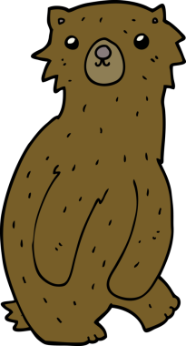 Bir insan tarafından çizilmiş çizgi film ayısı.