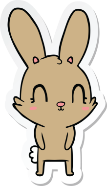 Bir insan tarafından çizilmiş şirin bir tavşanın çıkartması.