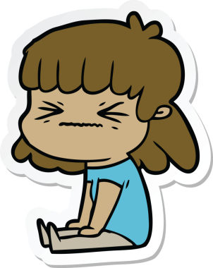 Bir insan tarafından çizilmiş bir karikatür kadının çıkartması.