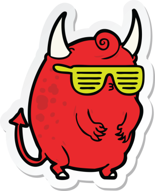 Bir insan tarafından çizilmiş cadılar bayramı disko şeytanının çıkartması.