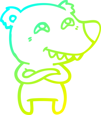 Bir insan tarafından çizilmiş dişleri gösteren bir kutup ayısının soğuk çizgi çizimi.