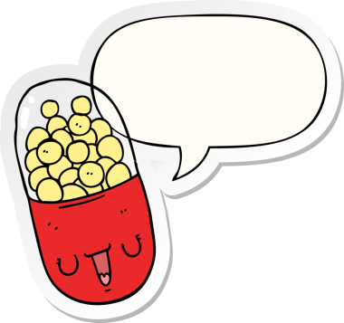 Bir insan tarafından çizilmiş konuşma balonu etiketli tıbbi bir çizgi film.