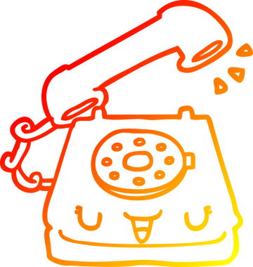 Bir insan tarafından çizilmiş şirin bir çizgi telefonun sıcak gradyan çizgisi.